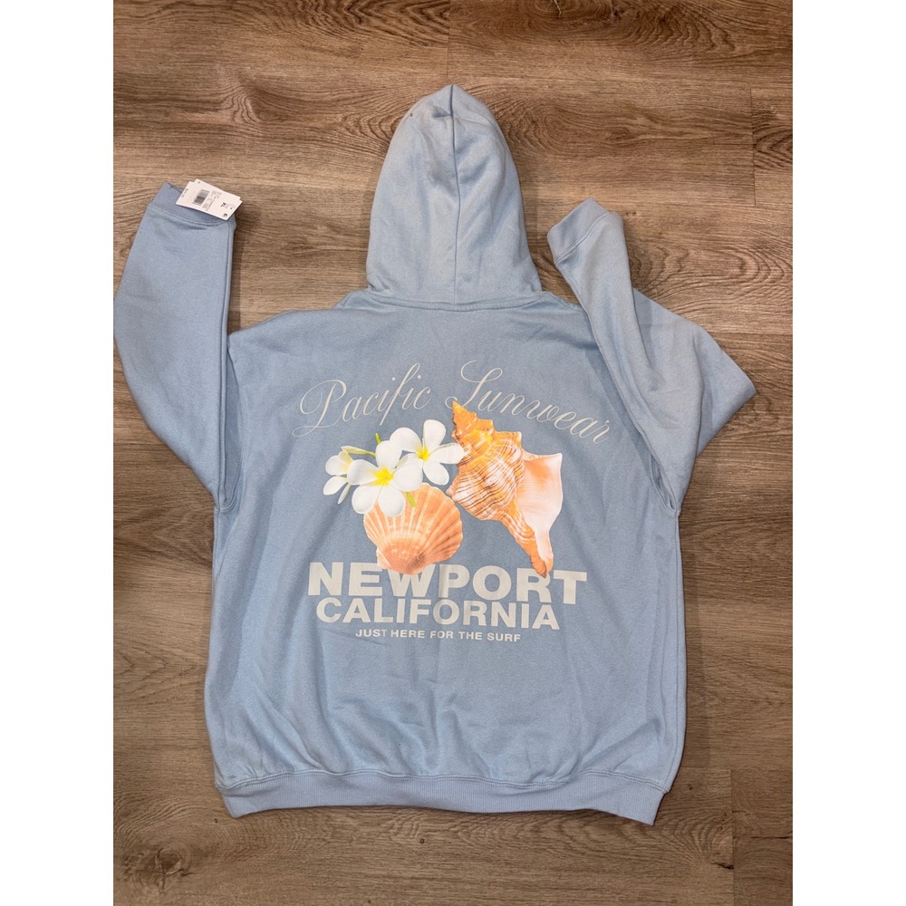 PacSun Kids XL 14/16 Newport California Seashell Oversized Hoodie Light Blue - Picture 7 of 9